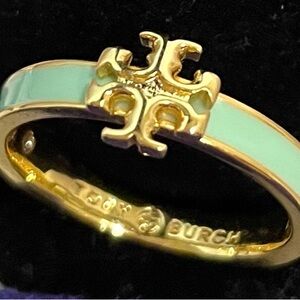 Tory Burch Gold and Mint Ring size 7 NWT